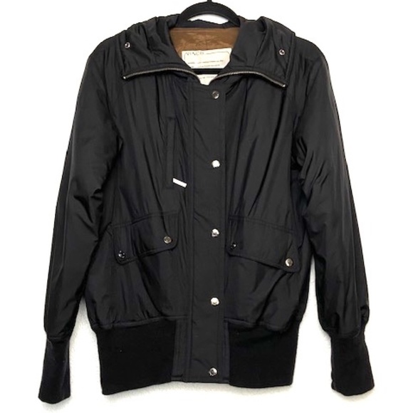 VINCE. Men's Black Zip Up Button Hooded Jacket Sm